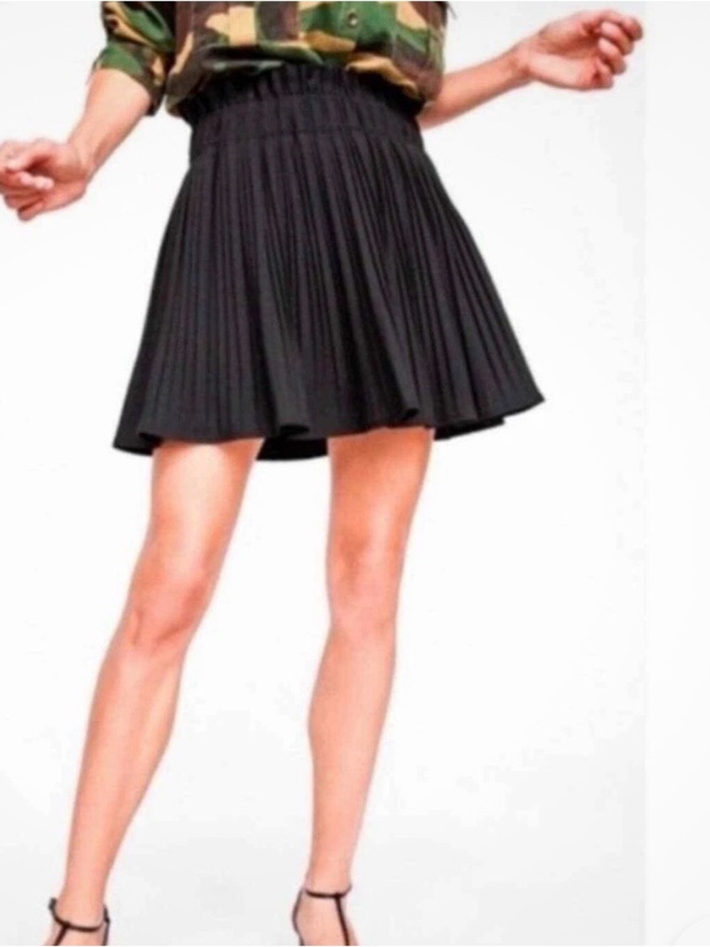 Oddi Sz 3XL Mini ruffle waistband Black Pleated Women's Skirt ClassicPolyester